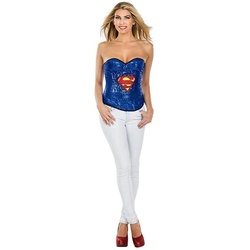 Rubie ́s Kostüm Supergirl Pailletten Corsage, Körperbetonendes Oberteil mit Superheldin-Motto blau M