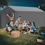 Kidsgigglz Carport Auto, Pavillon Garagenzelt Zeltgarage 3x6 m, UV-beständig & sonnensicher Autozelt mit Türen, Lagerzelt Weidezelt Garage, Autounterstand für SUV, LKW, Fracht, Outdoor-Events, Grau