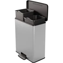 Curver Duo Tretmülleimer Deco 26L+26L Silbern - Silber