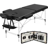 Yaheetech Klappbare Massageliege 2-Zonen Massagebett Höhenverstellbarer Massagetisch Massagebank mit Kopfstütze & Armlehnen & Tasche Schwarz