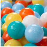 KiddyMoon 300 ∅ 6Cm Kinder Bälle Für Bällebad Spielbälle Baby Plastikbälle Made In EU, Weiß/Gelb/Orange/Baby Blau/Türkis