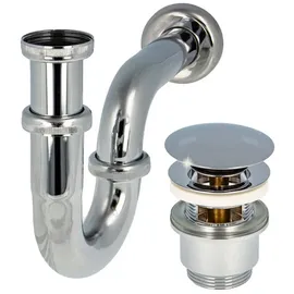 tecuro Siphon Mit Pop Up Ablaufventil Verchromt - Universal Set Für Waschtisch / Waschbecken