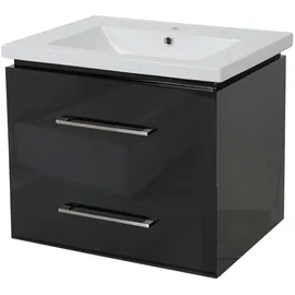 MCW Premium Waschbecken + Unterschrank MCW-D16, Waschbecken Waschtisch, hochglanz 60cm schwarz