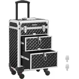 Songmics Kosmetikkoffer JHZ08BK, Trolley, groß, Hartschale, abschließbar, schwarz