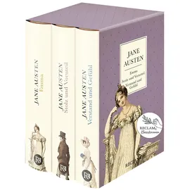 Reclam, Philipp, jun. GmbH, Verlag 3 Bücher von Jane Austen im Schuber – Emma, Stolz und Vorurteil, Verstand und Gefühl – Reclam: Reclams Klassikerinnen