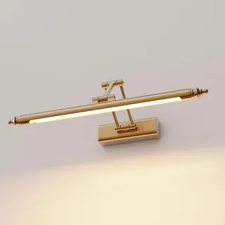HMAKGG Spiegelleuchte Bad Vintage, LED Spiegellampe Badezimmer Retro, 50CM 8W Bilderleuchte Wandleuchte Badlampe aus Edelstahl, Warmweiß 3000K, IP44, 270° Rotation Bad für Spiegelschrank Beleuchtung
