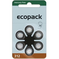 120 x Eco Pack Typ 312 Hörgerätebatterien 20 x 6er-Blister 1,45V Braun Zink Luft