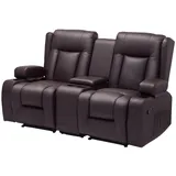 Vevor Loveseat Relaxsofa Kunstleder 0 x 0 x 0 cm Braun mit Mittelkonsole