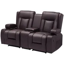 Vevor Loveseat Relaxsofa Kunstleder 0 x 0 x 0 cm Braun mit Mittelkonsole