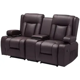 Vevor Loveseat Relaxsofa Kunstleder 0 x 0 x 0 cm Braun mit Mittelkonsole