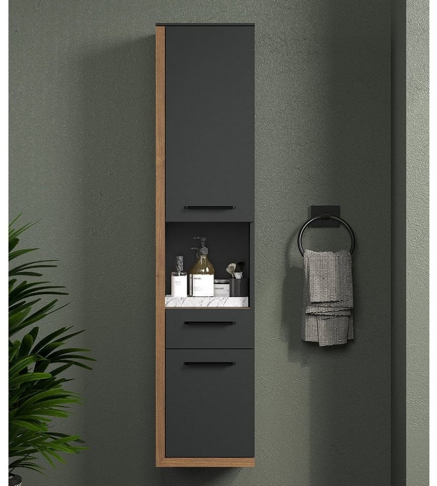 Preisvergleich Produktbild trendteam Hängeschrank Synnax Badhängeschrank Aufbewahrungsschrank Schrank Anthrazit 35x157x31cm bunt