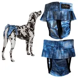 FINNERO Ballerina Läufigkeitshose für Hündinnen – Hundewindel mit Rock für Hündinnen – Schutzhose bei Läufigkeit und Harninkontinenz – Bequem, waschbar und stylisch – M, Denim