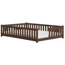 Kids Collective Jugendbett mit Rausfallschutz 140 x 200 cm Kiefer braun dunkelbraun