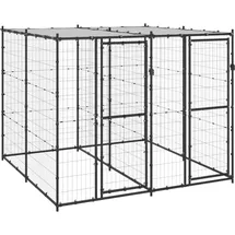 vidaXL Outdoor-Hundezwinger Stahl mit Überdachung 4,84 m2