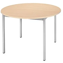 Sodematub Mehrzwecktisch ahorn, alu rund, Vierkantrohr alu, 80,0 x 80,0 x 74,0 cm
