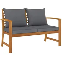 VidaXL Gartenbank 120 cm mit Dunkelgrauen Kissen Massivholz Akazie