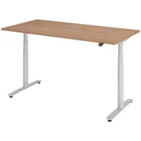 Bümö Schreibtisch, Nussbaum, Silber, Nachbildung,Nussbaum, Rechteckig, 80x72x160 cm, FSC