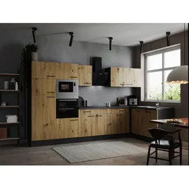Respekta Winkelküche L-Form 340 x 172 cm Grau Matt Eiche