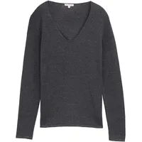Tom Tailor Front Logo Coin Pullover Mit V-ausschnitt Evident Anthracite Melange XL