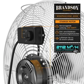 Brandson Windmaschine Retro-Design Bodenventilator 56 cm 200 W Silber