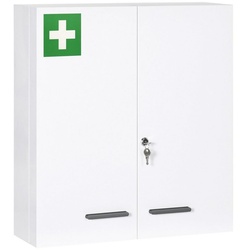 Kleankin Medizinschrank (Set, 1-St., 1 Medizinschrank) Abschließbarer Arzneischrank, Stahl, Weiß, 55 x 18 x 60 cm weiß