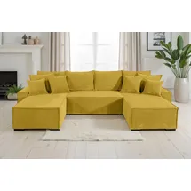 Collection AB Wohnlandschaft Polyester U-Form 3-Sitzer terracotta