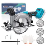 Bürstenlose Mini-Kreissäge, Handkreissäge für Makita 18 V Li-Ion Akku mit 3 Sägeblättern (150mm), Kupfermotor kann diagonal schneiden 6800RM/min Multifunktionssäge für Holzbearbeitung