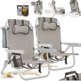Tectake Campingstuhl 2er Set Beige