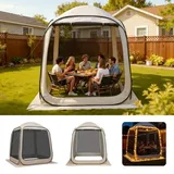Campingzelt, 182,88x182,88x219,4 Cm, Partyzelt Für 4-6 Personen, Pop Up Zelt Mit Tragetasche, Netz-seitenwänden Und Heringen, Für Garten, Terrasse Und Outdoor-aktivitäten, Beige