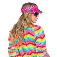 Metamorph Kostüm Sonnenblende Mütze pink, Stylischer Sonnenschutz für 80er Jahre Feten, Festivals und Fashion A rosa