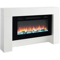 Elektrokamin Balderia Herkules, Weiß, Metall, Holzwerkstoff, 141x88x21 cm, Fernbedienung, Flammeneffekt separat schaltbar, Überhitzungsschutz, Thermostat, Dimmer, Freizeit, Heizen & Kühlen, Elektrokamine