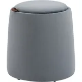 HOMCOM 2-in-1 Ottomane runder Sitzhocker in Grau Samtoptik mit Stauraum abnehmbarer Deckel Ø44cm x 47,5cm vielseitig einsetzbar als Beistelltisch   Aosom.de