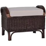 MiaMöbel Rattan Hocker Panama Baumwolle 65 x 46 x 46 cm Braun