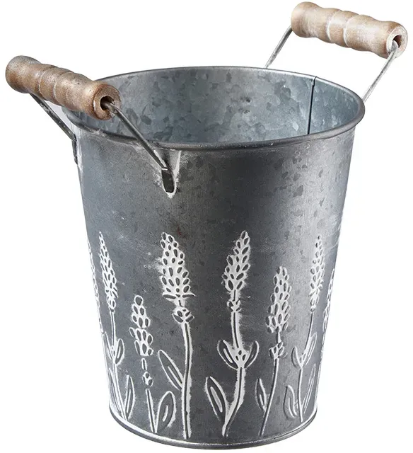 Eimer Metall D13H17cm mit Henkel silber