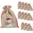 IDENA 90417 - Stoffbeutel ca. 22 x 32 cm, 12 Stück, Säckchen mit Schneemann-Motiv, Weihnachtssack mit roter Kordel, Geschenkbeutel für Weihnachten