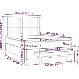 vidaXL Boxspringbett 140 x 200 cm Dunkelgrün