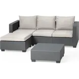 KETER Allibert Salta Gartenmöbel Set | mit Gartensofa, Hocker und Esstisch | Rattanoptik | Wetterfest