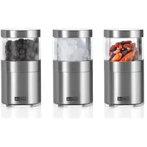 AdHoc Gewürzmühlen-Set 3-teilig Silber