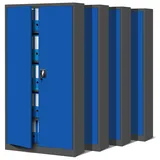 Jan 4er Set Aktenschrank C001 Stahlschrank Werkzeugschrank Lagerschrank Universalschrank Pulverbeschichtung Flügeltüren 185 cm x 90 cm x 40 cm anthrazit/blau