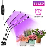 Swanew Pflanzenlampe Led Vollspektrum Pflanzenlicht 80 Leds, 4 Köpfe Grow Lampe Pflanzenleuchte Wachstumslampe Für Pflanzen, 10 Dimmstufen Led Grow Light Für Zimmerpflanzen, Gartenarbeit, Gewächshaus