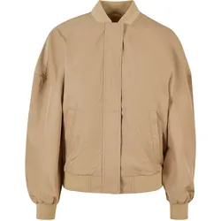 Bomberjacke URBAN CLASSICS "Urban Classics Damen", Damen, Gr. M, beige (unionbeige), 100% Polyester, unifarben, casual, normal, Rundhals, Langarm, Jacken
