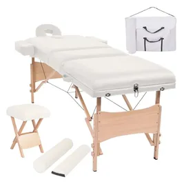 vidaXL Massageliege 3-Zonen mit Hocker Klappbar 10 cm Sitz Weiß