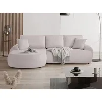 Beautysofa Ecksofa mit Kissen aus Bouclé-Stoff TEDDY, In vielen Farben zur Auswahl rosa