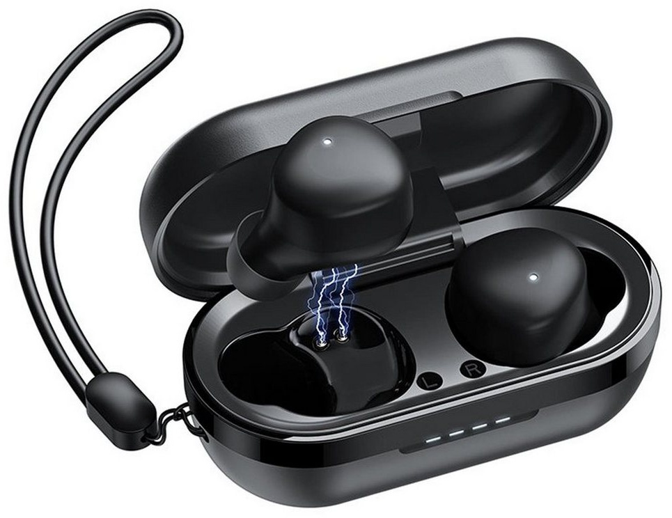 JOYROOM JR-TL1 Pro Smartphone-Headset (Headset mit Aufbewahrungs Box Ladestation Buds sind wasserdicht IPX7) schwarz