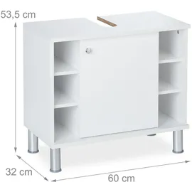 Relaxdays Waschbeckenunterschrank, weiß Holzwerkstoff, Kunststoff, 60x53.5x32 cm, Badezimmer, Badezimmerschränke, Waschbeckenunterschränke
