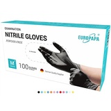 EUROPAPA EUROPAPA® 100x Nitrilhandschuhe Box Einweghandschuhe, Einmalhandschuhe, Untersuchungshandschuhe, Nitril Handschuhe, puderfrei, ohne Latex, unsteril, latexfrei, disposible gloves (M, Schwarz)