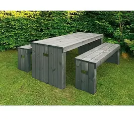 Promadino Rotterdam Holz-Garnitur 3-tlg. grau