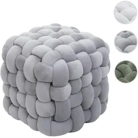 Mendler Hocker HWC-Q48 Samt 39 x 39 x 39 cm Dunkelgrau