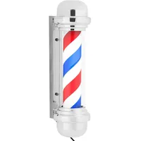 physa Barber Pole - rotierend und beleuchtet - 380 mm Höhe - 25 cm Wandabstand - silberne Fassung