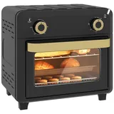 HOMCOM Minibackofen mit Umluft, 10L Heißluftfritteuse, 60-Min-Timer, Schwarz - Schwarz